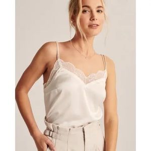 Green lace trim cami // Abercrombie